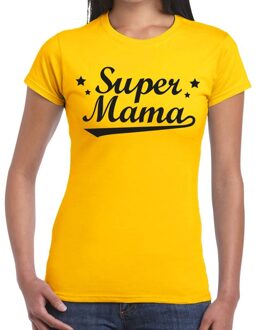 Bellatio Decorations Super mama cadeau t-shirt geel dames XS