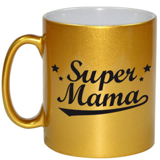 Bellatio Decorations Super mama gouden mok / beker voor Moederdag 330 ml