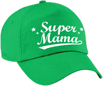 Bellatio Decorations Super mama moederdag cadeau pet / baseball cap groen voor dames -  kado voor moeders