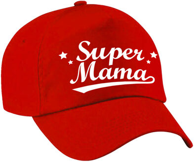 Bellatio Decorations Super mama moederdag cadeau pet / baseball cap rood voor dames -  kado voor moeders