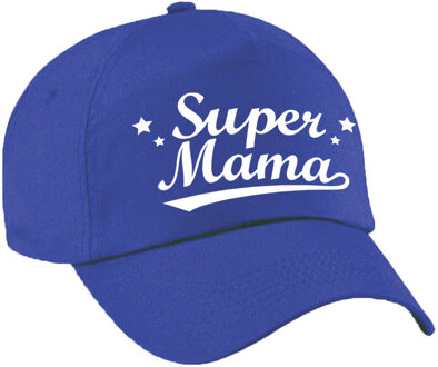 Bellatio Decorations Super mama moederdag cadeau pet /cap blauw voor dames