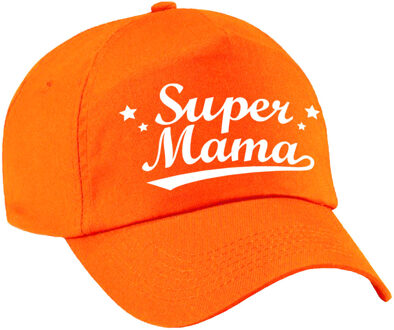 Bellatio Decorations Super mama moederdag cadeau pet /cap oranje voor dames