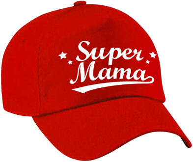 Bellatio Decorations Super mama moederdag cadeau pet /cap rood voor dames