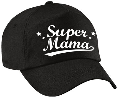 Bellatio Decorations Super mama moederdag cadeau pet /cap zwart voor dames