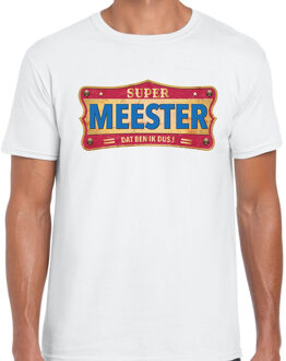 Bellatio Decorations Super meester cadeau / kado t-shirt vintage wit voor heren S