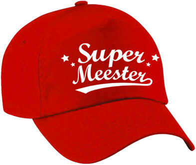 Bellatio Decorations Super meester cadeau pet / baseball cap rood voor heren - kado voor meesters/leerkrachten