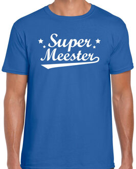 Bellatio Decorations Super meester cadeau t-shirt blauw heren L