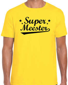 Bellatio Decorations Super meester cadeau t-shirt geel heren M