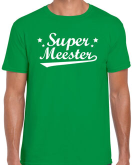 Bellatio Decorations Super meester cadeau t-shirt groen heren 2XL