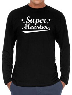 Bellatio Decorations Super meester cadeau t-shirt long sleeves zwart heren 2XL