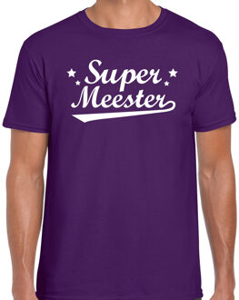 Bellatio Decorations Super meester cadeau t-shirt paars heren M