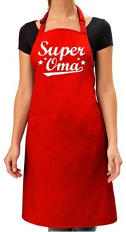 Bellatio Decorations Super oma cadeau bbq/keuken schort rood dames