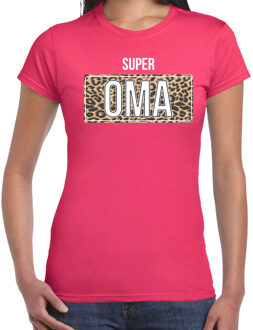 Bellatio Decorations Super oma cadeau t-shirt met panter print roze voor dames 2XL