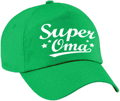 Bellatio Decorations Super oma cadeau tekst petje - baseball cap - groen - voor volwassenen - cadeau voor oma - moederda