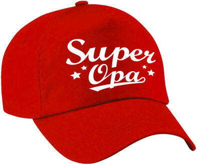 Bellatio Decorations Super opa cadeau petje -baseballcap - rood - voor volwassenen