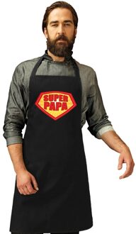 Bellatio Decorations Super papa barbecueschort/ keukenschort zwart heren