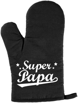 Bellatio Decorations Super papa BBQ handschoen/ barbecue want - zwart - heren - Papa / Vaderdag cadeau / verjaardag