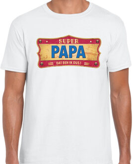 Bellatio Decorations Super papa cadeau / kado t-shirt vintage wit voor heren 2XL