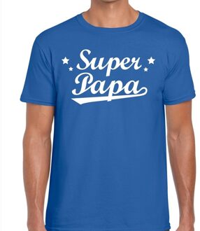 Bellatio Decorations Super papa cadeau t-shirt blauw voor heren 2XL