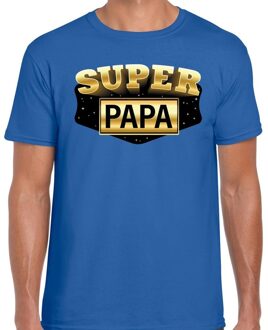 Bellatio Decorations Super papa cadeau t-shirt blauw voor heren 2XL