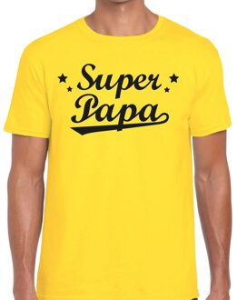 Bellatio Decorations Super papa cadeau t-shirt geel voor heren 2XL