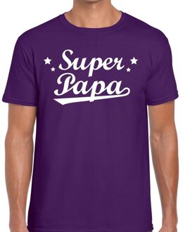 Bellatio Decorations Super papa cadeau t-shirt paars voor heren 2XL