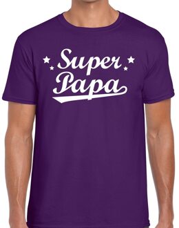 Bellatio Decorations Super papa cadeau t-shirt paars voor heren