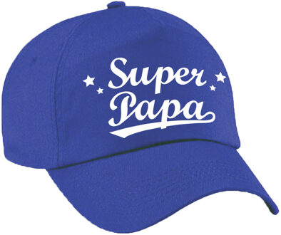 Bellatio Decorations Super papa vaderdag cadeau pet - baseball cap - blauw - voor heren - kado voor vaders