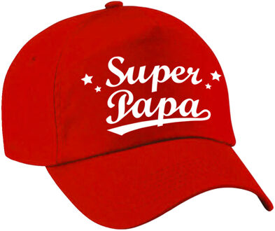 Bellatio Decorations Super papa vaderdag cadeau pet / baseball cap rood voor heren -  kado voor vaders