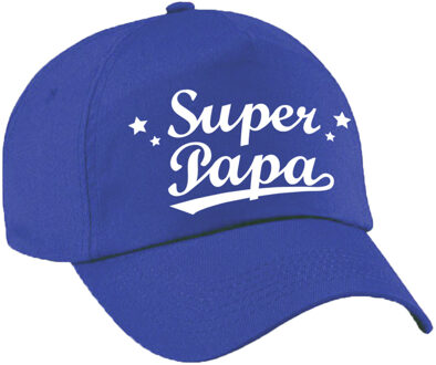 Bellatio Decorations Super papa vaderdag cadeau pet /cap blauw voor heren