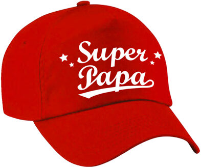 Bellatio Decorations Super papa vaderdag cadeau pet /cap rood voor heren