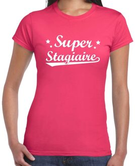 Bellatio Decorations Super stagiaire cadeau t-shirt roze voor dames XS