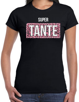 Bellatio Decorations Super tante cadeau t-shirt met panter print zwart voor dames 2XL