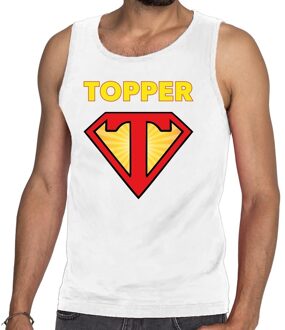 Bellatio Decorations Super Topper logo tanktop / mouwloos shirt wit heren