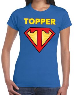 Bellatio Decorations Super Topper t-shirt dames blauw  / Blauw Super Topper  shirt dames 2XL