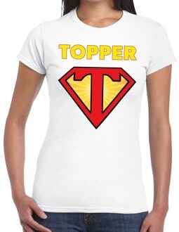 Bellatio Decorations Super Topper t-shirt dames wit  / Wit Super Topper  shirt dames L