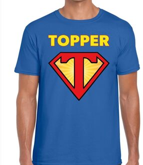 Bellatio Decorations Super Topper t-shirt heren blauw  / Blauw Super Topper  shirt heren 2XL