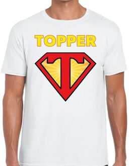 Bellatio Decorations Super Topper t-shirt heren wit  / Wit Super Topper  shirt heren 2XL