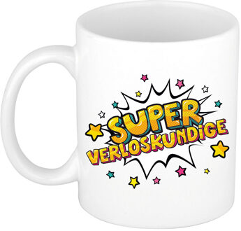 Bellatio Decorations Super verloskundige bedank mok / cadeaubeker wit met sterren 300 ml - feest mokken