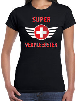 Bellatio Decorations Super verpleegster cadeau t-shirt zwart voor dames 2XL