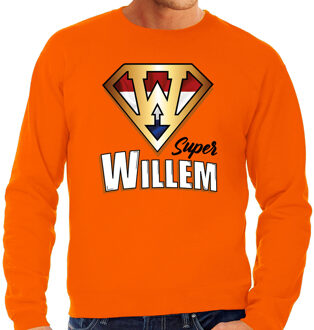 Bellatio Decorations Super Willem sweater oranje voor heren - Koningsdag shirts 2XL - Feesttruien