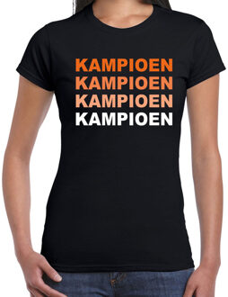 Bellatio Decorations Supporter kampioen t-shirt zwart voor dames - Holland / EK - WK / sport supporter shirt  / tekst shirt 2XL