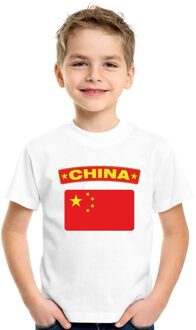 Bellatio Decorations Supporters kleding - t-shirt van vlag China - wit - voor kinderen - korte mouwen - sport