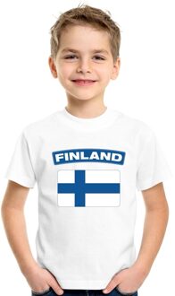 Bellatio Decorations Supporters kleding - t-shirt van vlag Finland - wit - voor kinderen - korte mouwen - sport
