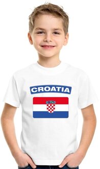 Bellatio Decorations Supporters kleding - t-shirt van vlag Kroatie - wit - voor kinderen - korte mouwen - sport