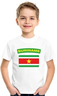 Bellatio Decorations Supporters kleding - t-shirt van vlag Suriname - wit - voor kinderen - korte mouwen - sport