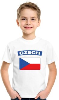 Bellatio Decorations Supporters kleding - t-shirt van vlag Tsjechie - wit - voor kinderen - korte mouwen - sport