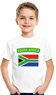 Bellatio Decorations Supporters kleding - t-shirt van vlag Zuid Afrika - wit - voor kinderen - korte mouwen - sport