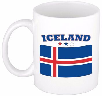 Bellatio Decorations Supporters koffie mok - drink beker - vlag van IJsland - wit - 300 ml Multi