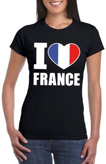 Bellatio Decorations Supporters t-shirt - I love France - Frankrijk - zwart - voor dames - kleding